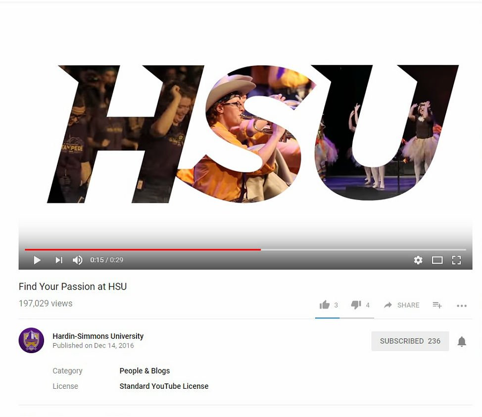 Screen capture image of HSU's YouTube page.