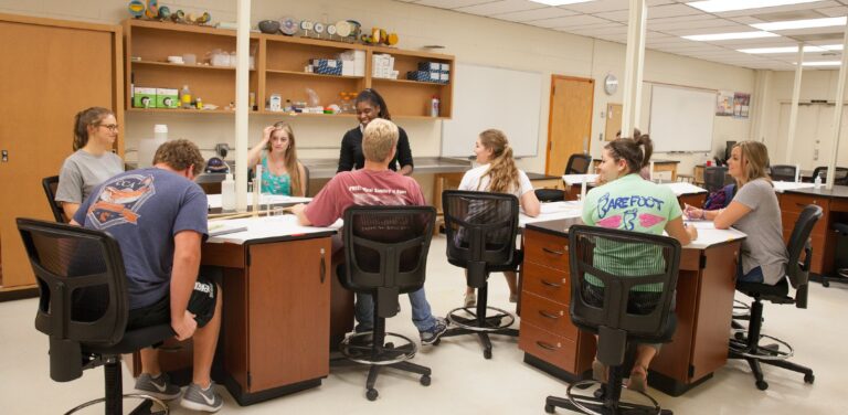 Students & professor in a biology lab