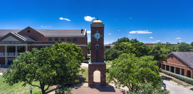 Lineberry Memorial Clock Tower at sunrise