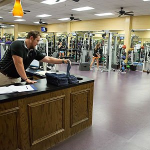 Sports Management intern working dilligently at gym