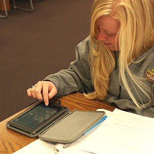 HSU student doing homework with iPad mini