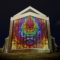 night view of HSU ministry building