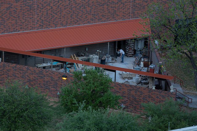 aerial view of Frost Center of Visual Arts Center outdoor art studio