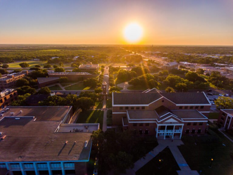 Hardin-Simmons University aerial view at sunrise