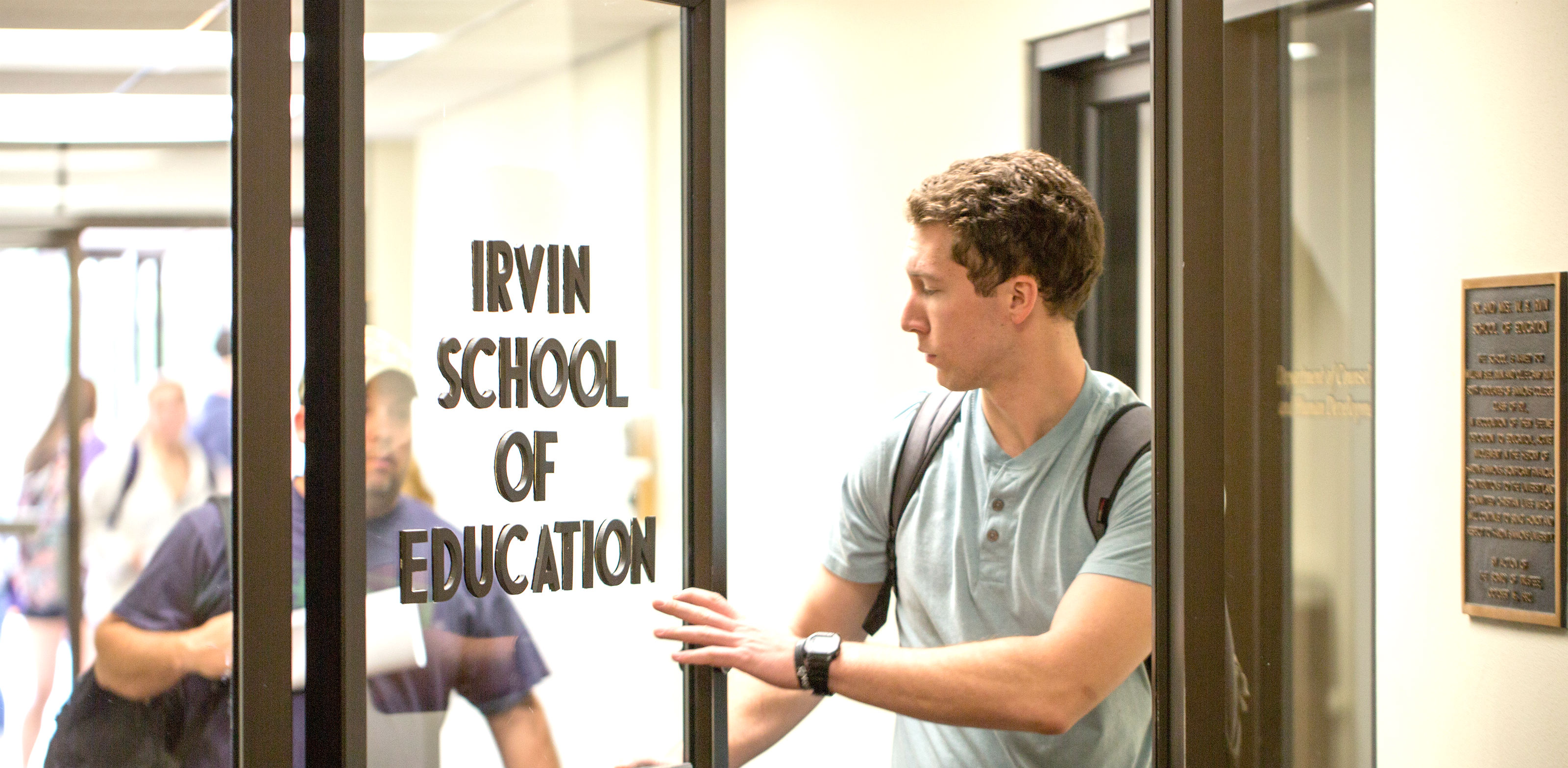 HSU student entering Irvin School of Education