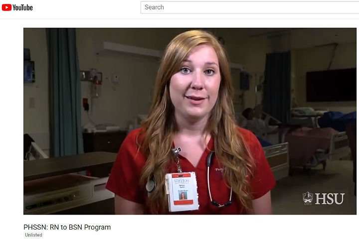 HSU nursing student speaking on a YouTube video