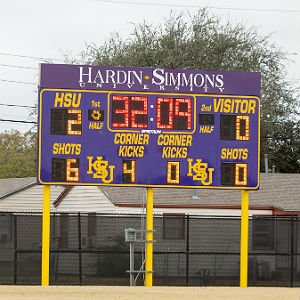 Hardin-Simmons football scoreboard with HSU in the lead