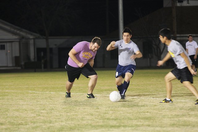HSU students playing soccer
