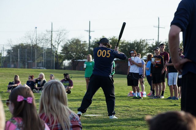 baseball player up to bat at HSU baseball game