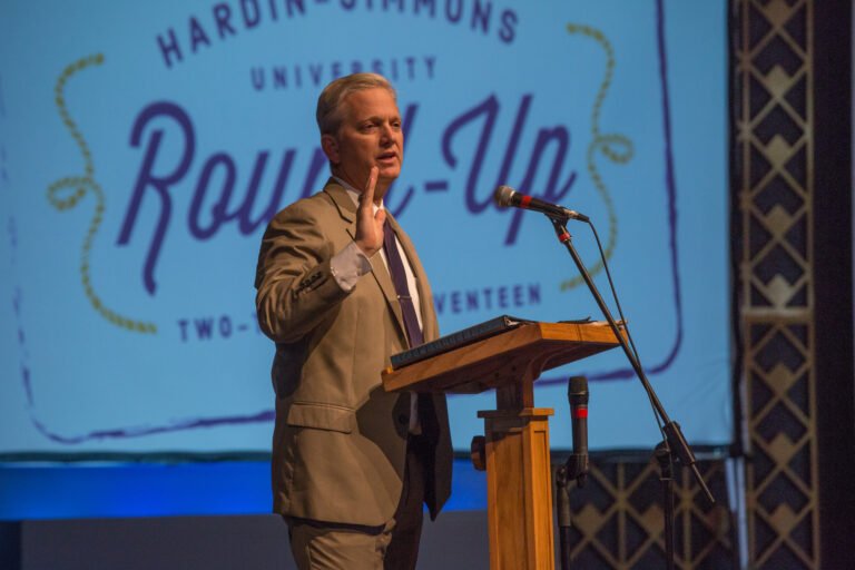 President Bruntmeyer speaks at Round-Up.