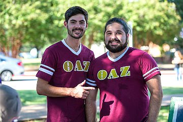 HSU students wearing Greek letters tee shirts
