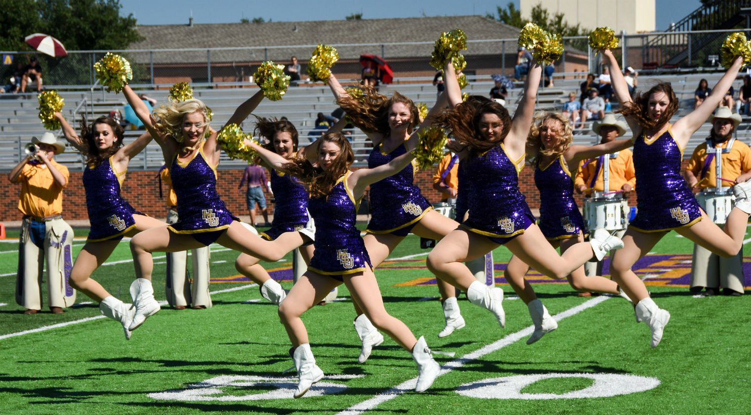 Drill team dancing at an HSU football game.