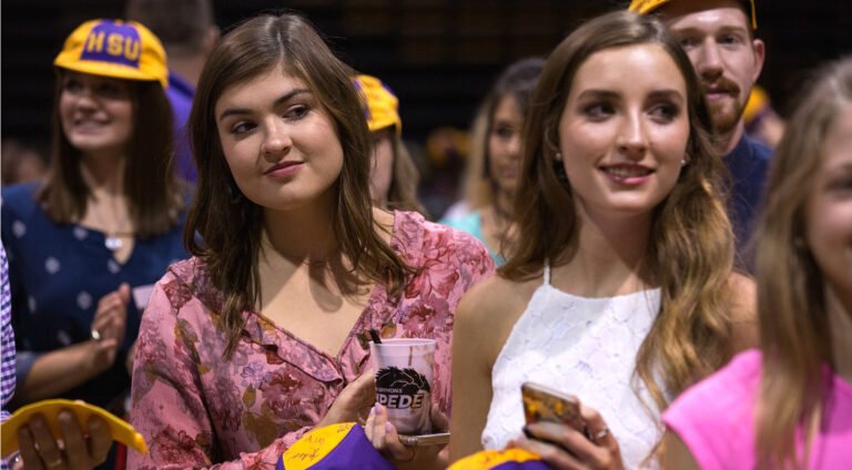 Students participate in a Stampede event.