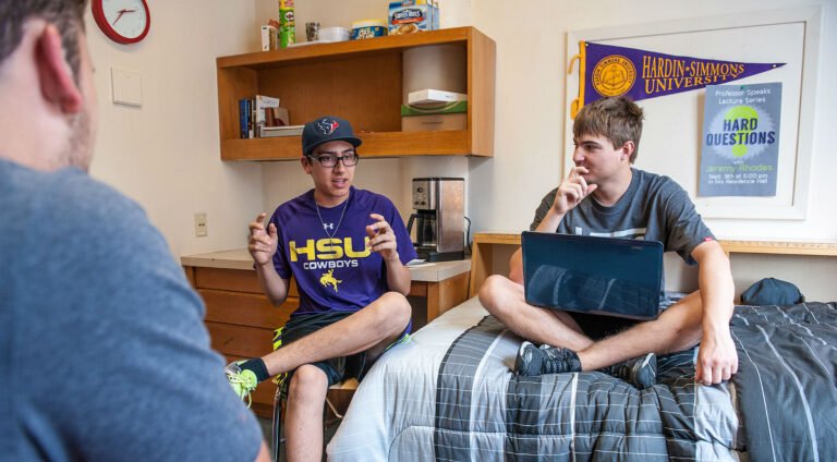 HSU students sharing ideas in dorm room