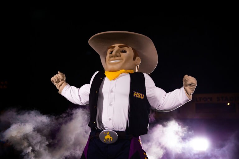 HSU's mascot, Hoss the cowboy.