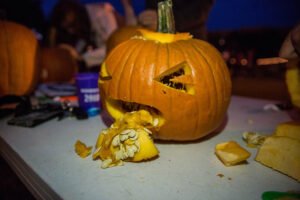 Pumpkin carving contestant