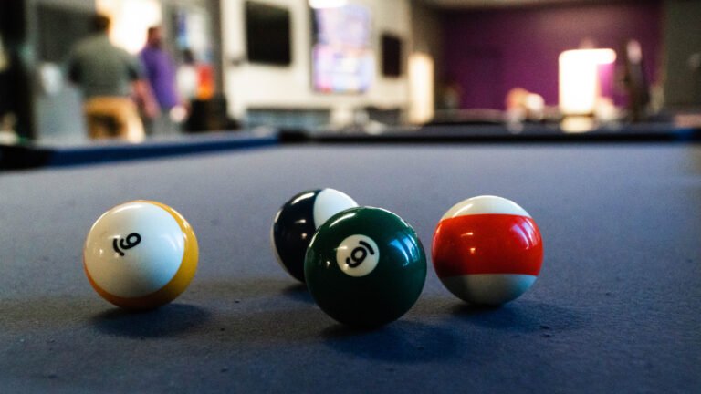 close up of billiards balls in Ferguson Lobby