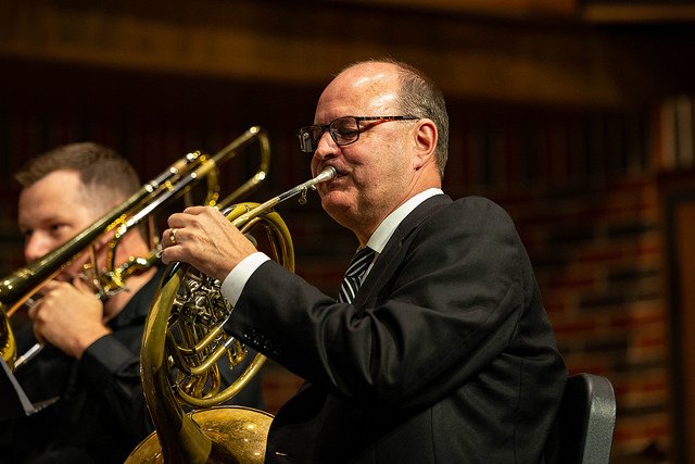 Dean Robert Tucker performing with the Key City Brass Quintet