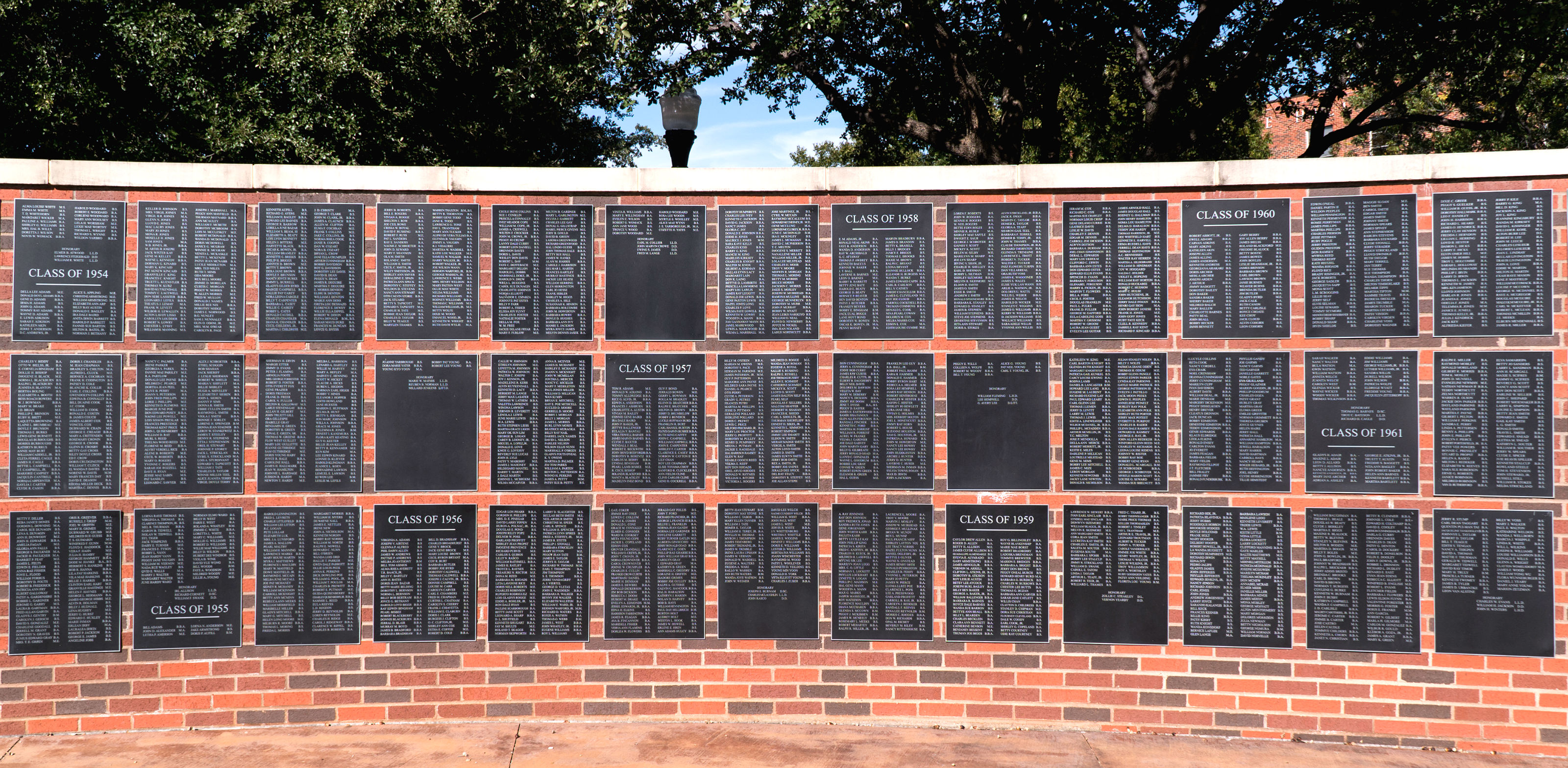 Photo of the alumni wall at HSU.