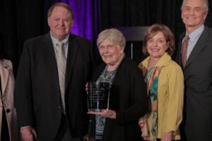 Mickey Cassle poses after recieving the HSU Round Table Virtue Award.