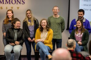 A panel of honors students speak to prospective students at an event earlier this year.