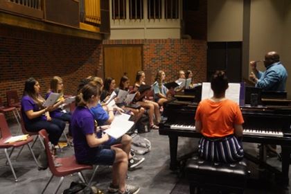 Students are separated into sectionals for a more detailed oriented practice.