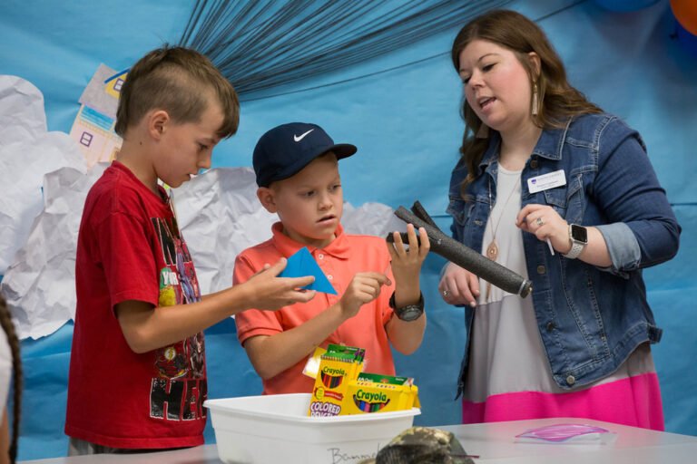 In the Threshold Program, students work together to solve critical thinking problems.