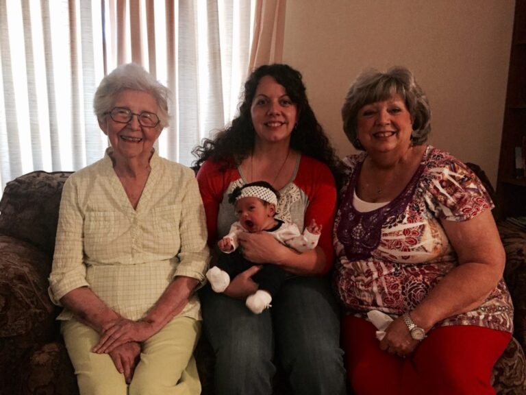 Peggy Vinson, Mandy Cunningham, Jeanne Meeker, and baby Tessa Cunningham