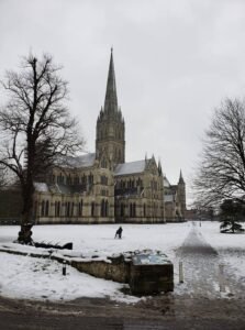 The Salisbury Cathedral in Salisbury, England is one of many sites students see while abroad.