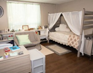 A renovated room in Blanche Lange Hall