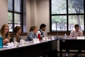 Each year, the Leadership Studies Program hosts the Texas Crisis Simulation Workshop, which allows HSU students to participate in a Model United Nations experience.