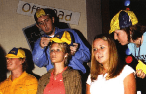 A group of first-year students receive their beanies during the beanie capping ceremony in 2005.