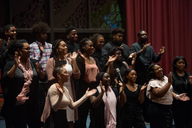 A gospel choir sang in Logsdon Chapel during Diversity Week.