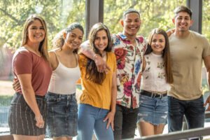 The officers of HSU’s Latin Student Union, Sangre, pose for a group photo.