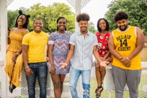 The officers of HSU’s Black Student Union, Proven, pose for a photo by Anderson Lawn.