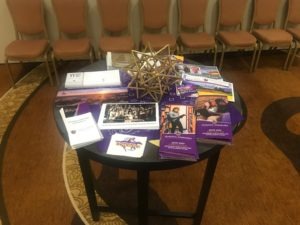 One of HSU's tables with information about various programs, scholarships, and other opportunities available.