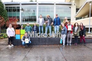 Students visited Seattle locations that they learned about in their Organization Builders course, including the Microsoft office. 