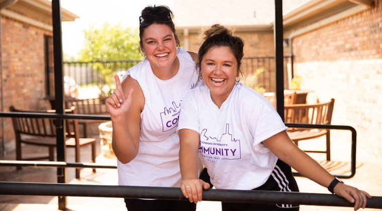 Two students pose during Community Day of Service