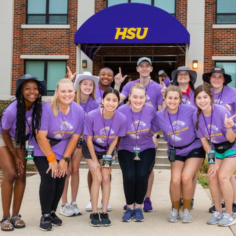 Students in front of Behrends Hall