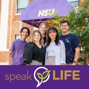 Students with the SpeakLife logo.
