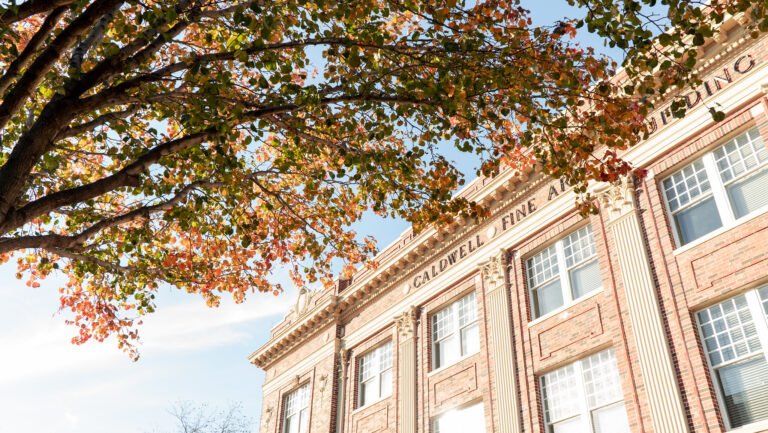 Fall color leaves outside of Caldwell Hall