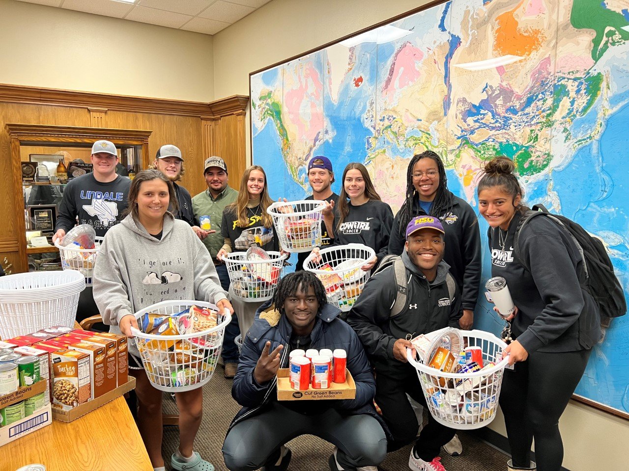Students of the College of Health Professions helped fill Thanksgiving Baskets for families at Ortiz Elementary School.