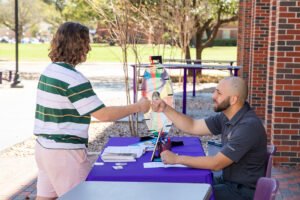 Resumes and lattes outside the library