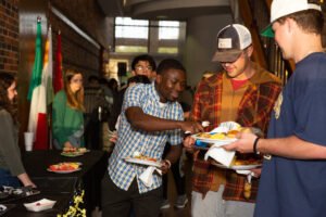 Students enjoy foods from various countries.