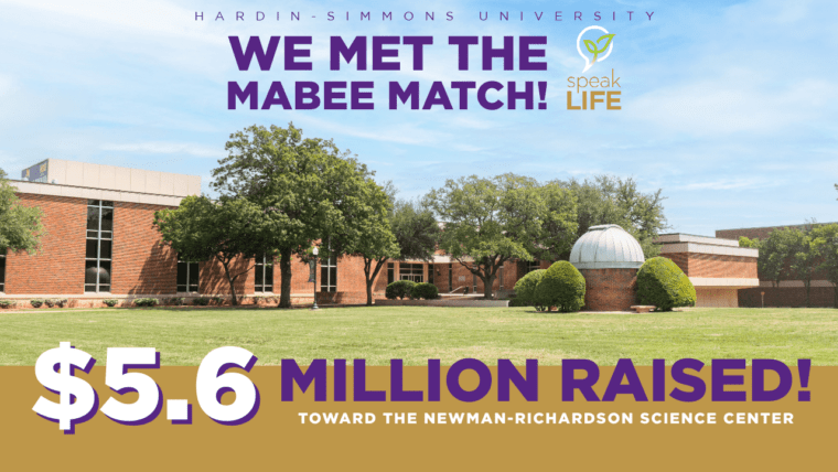 A graphic that says, "We Met the Mabee Match!"