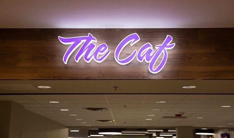 A sign that says, "The Caf."