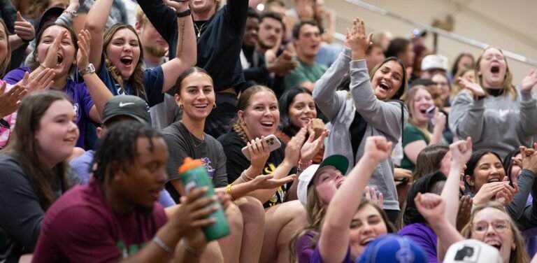 Students cheer at Mabee Madness