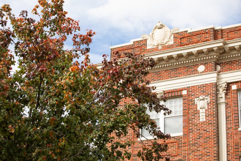 Caldwell Hall with fall foilage