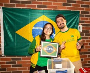 Students represent their home country of Brazil.