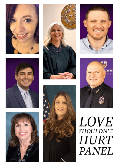 The panel included Judge Shawna Joiner, Justice of the Peace, Gina Trevino, Victim Services Coordinator with the Abilene Police Department, Amanda Keith, Clinic Counselor at the Regional Victim Crisis Center, Rode Owen, Dean of Students at HSU, Aaron Martinez, University Counselor at HSU, Cynthia Wimberly, Primary Prevention Director at the Noah Project, and Dean Stringer, Chief of Police at HSU